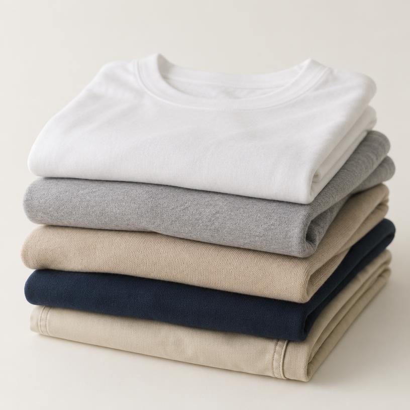Pilha de roupas dobradas prontas para guardar