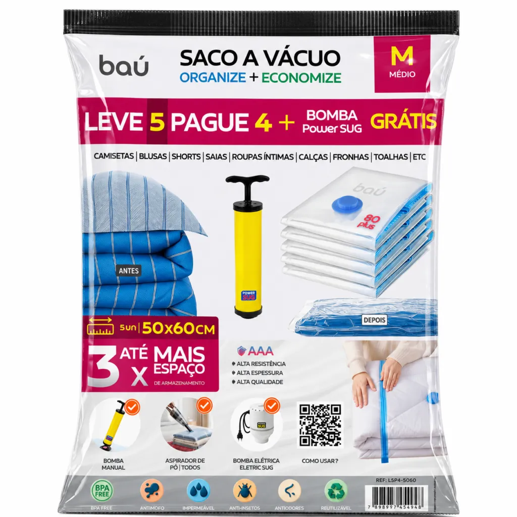 saco a vácuo médio 50x60cm