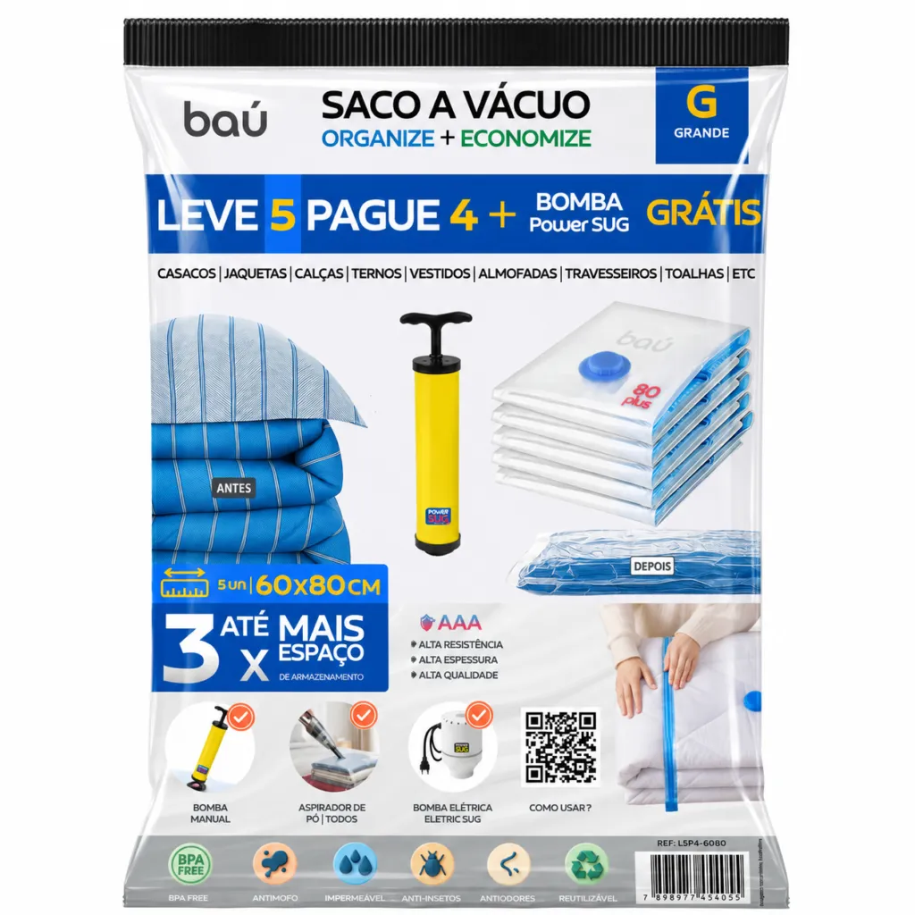saco a vácuo grande 60x80cm
