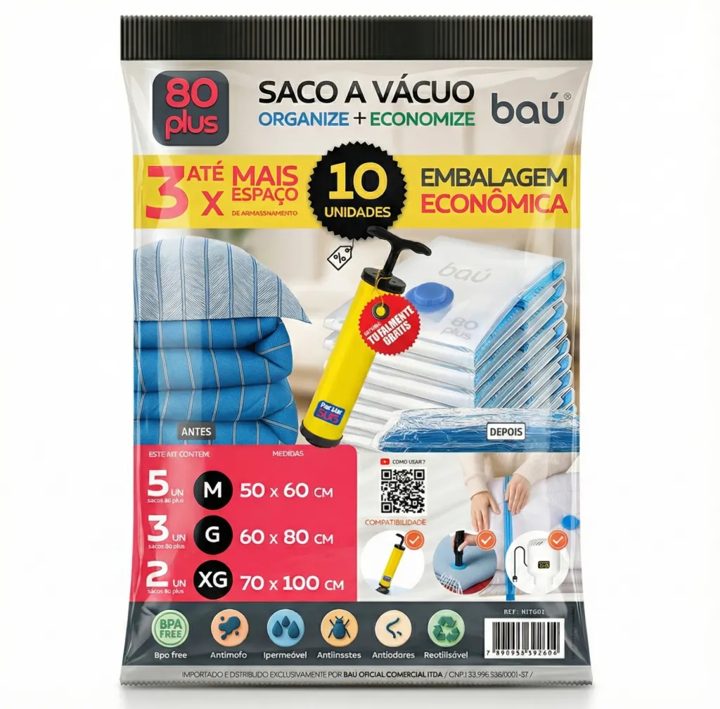 kit 10 sacos a vácuo tamanho variados