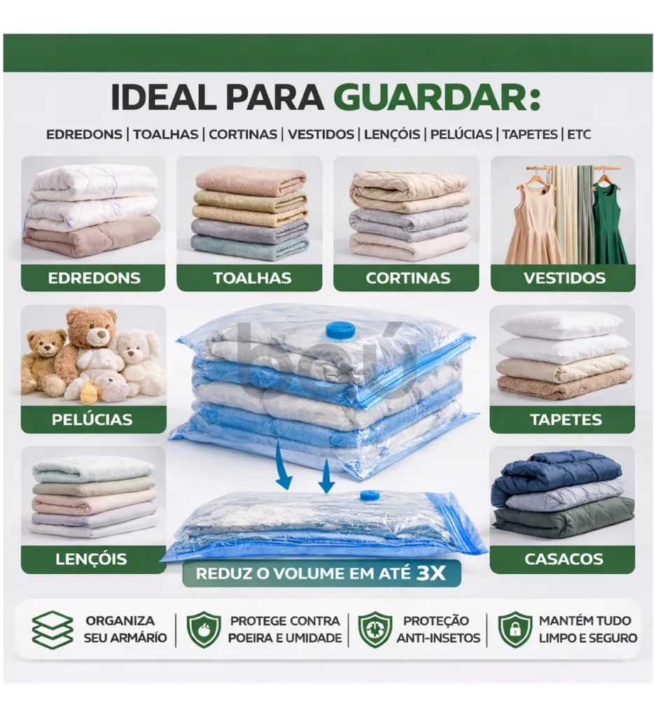 saco a vácuo extra grande guardar roupas